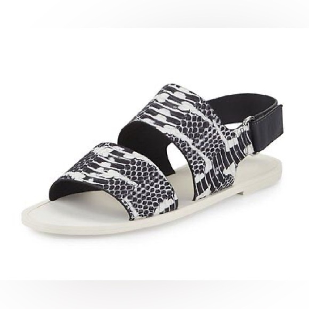 Vince Sorce Leather Slingback Sandals Snakeskin Print – Size 38 (7.5)  🖤 🤍